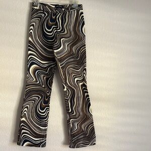 Motel Swirl Pattern Flare Pants - Black, Brown, Cream